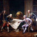 Louis XVI donne ses instructions au Capitaine de Vaisseau de Lapérouse pour son voyage d'exploration autour du monde (1er août 1785 - mars 1788). Peinture de Nicolas Monsiaux (Paris 1754 Paris 1837); Musée de Versailles.